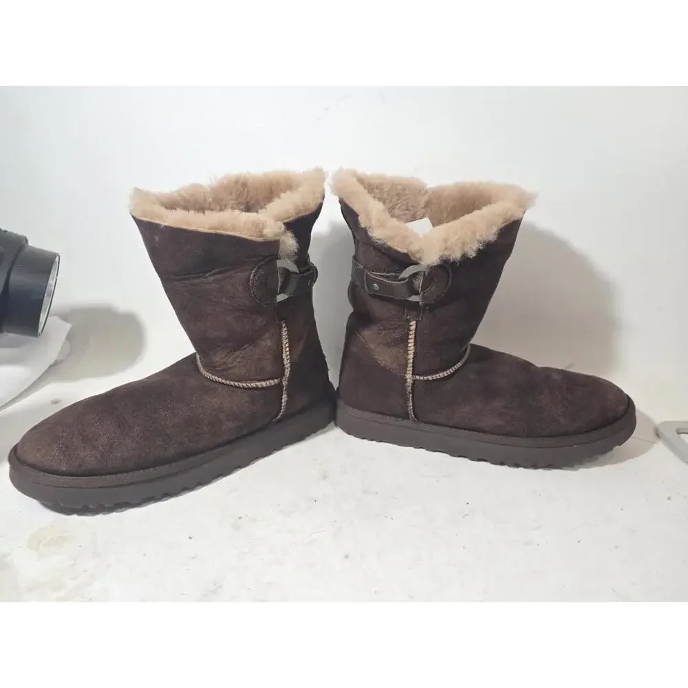 ugg Nash bootie suede brown women's shoes pull on sz 9